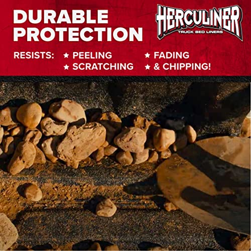 HERCULINER HCL1B8 Bed Liner Kit - 1 Gallon, Black, Roll-On, DIY Truck Bed Coating, Includes Brush & Rollers