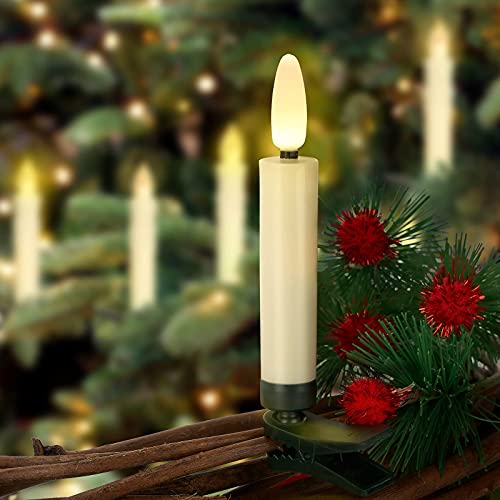 FPOO 20pc Ivory White LED Christmas Tree Candles w/ Remote & 4/6H Timer - 2/4/6/8H Options, Battery Operated