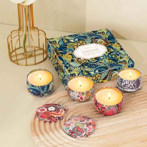 4 Pack Scented Candles Gifts for Women 10oz Home Scented Candles 100Hours Aromatherapy Candle Gifts Set Soy Wax Candles for Christmas Day, Birthday, Mothers Day, Valentine's Day