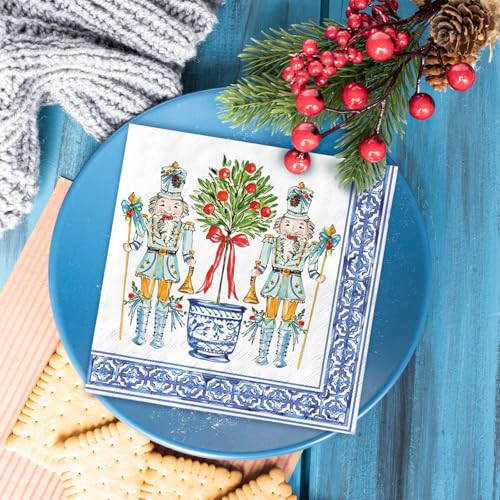 JarThenaAMCS 50 Pcs Christmas Luncheon Napkins - Nutcracker Topiary Chinoiserie Disposable Dinner Napkins