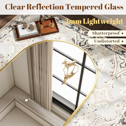 Gold Arched Wall Mirror 30 x 38 Inch Bathroom Vanity Mirror with Frame - VooBang Variation