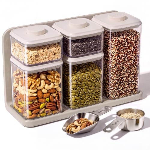 SMIRLY White Glass Airtight Food Storage Containers with Pop Lids - 8 Pcs