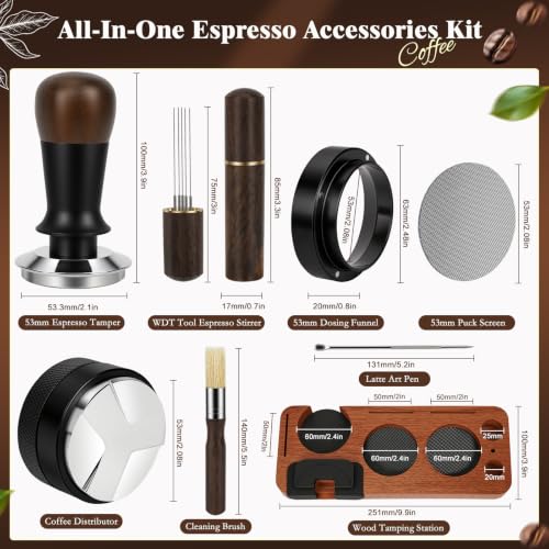 54mm Espresso Tamper Kit - 8-Piece Home Barista Accessories Set