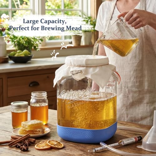 1.5 Gallon Fermentation Jar with Leak-Proof Sealing Kit for Sourdough and Pickling - Includes Handles, Airlocks, & Silicone Base