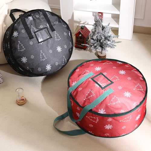 TaoQ C Red 30 Inch Christmas Wreath Storage Bag Waterproof Dustproof Organizer