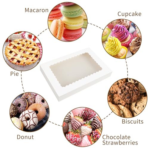 Moretoes 40pcs Large Bakery Boxes with Window - 16x11x2.5 Inches Cookie Gift Packaging (Variation of THIS listing)