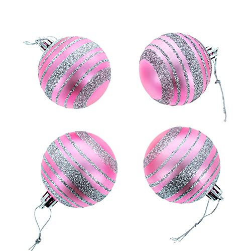 Pink Mini Plastic Christmas Ornaments Set of 40 - Holiday Tree Decorations