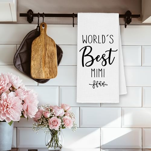 Best Mimi Gifts Kitchen Towel - Rustic Leaf Black & White 16x24in, Xmsaitar Best Mimi