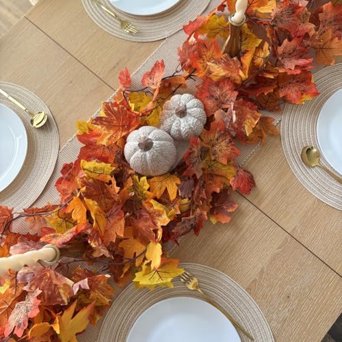 40 Pack Fall Leaf Garland - 236Ft Autumn Maple Leaves Decor for Home & Weddings