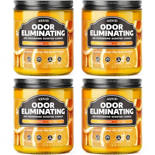 4 Pack Citrus Lemon Odor Eliminating Candles - 36oz Soy Wax Air Freshener Set