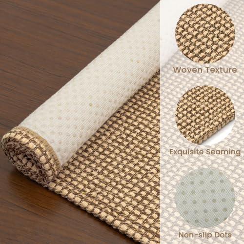 Earthall 4x6 Ft Woven Washable Area Rug - Non Slip Entryway Carpet in Orange/Tan/Brown