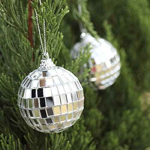 12 Pcs Silver Disco Mirror Ball for Party Decoration, Christmas Tree Wedding Birthday Party Ornaments(4CM)