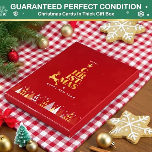Flyab 24 Watercolor Christmas Cards Set with Gold Foil - Merry & Bright