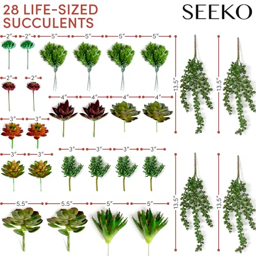 Artificial Succulents Plants Set 28 Pack - Realistic Fake Succulents for Home & Decor