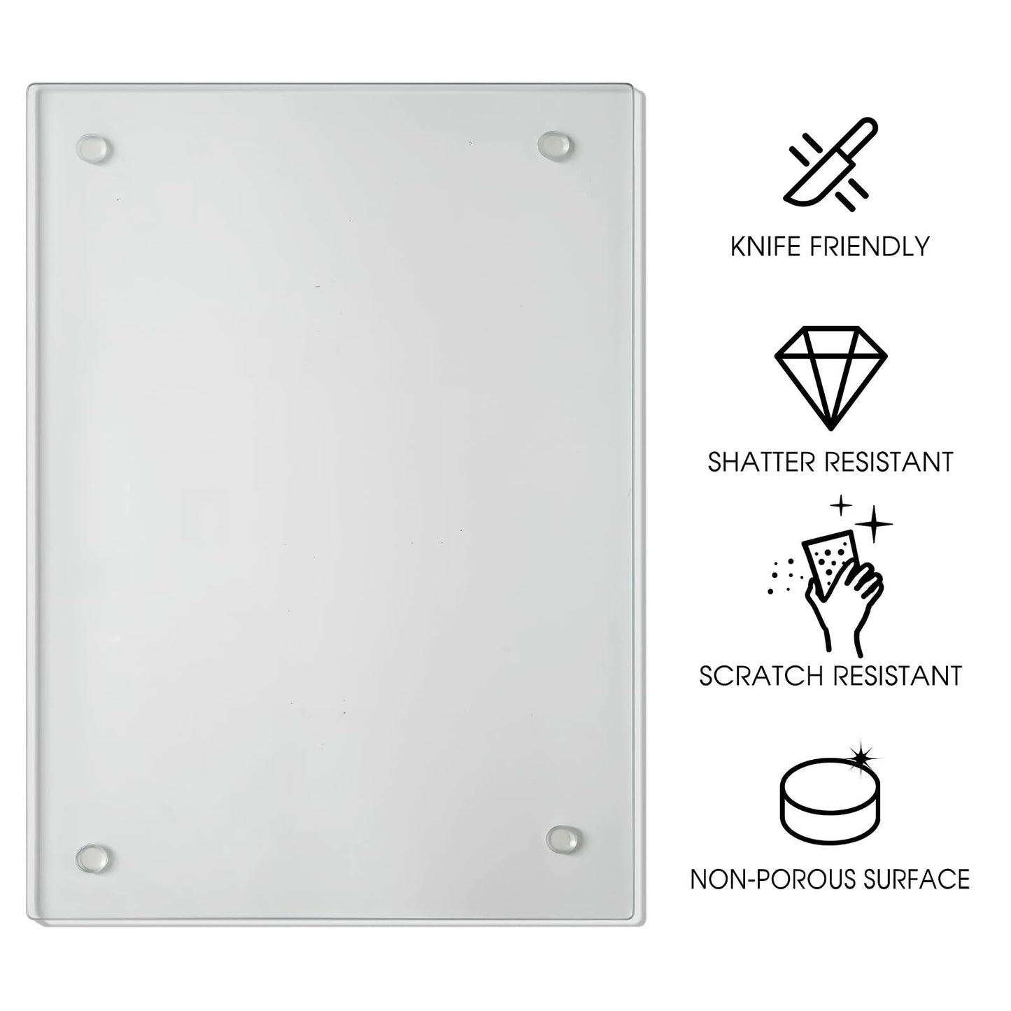 JAMBALAY 20"x16" Tempered Glass Cutting Board for Kitchen, Large Glass Cutting Board with Non-Slip Feet, Glass Chopping Board, Heat Resistant, Scratch Resistant, Dishwasher Safe