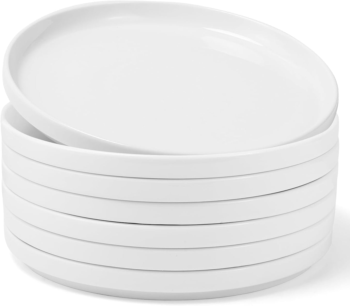 Skiennix White Dinner Plates Set of 6 - 10 Inch Porcelain Dessert & Salad Plates | Microwave & Dishwasher Safe