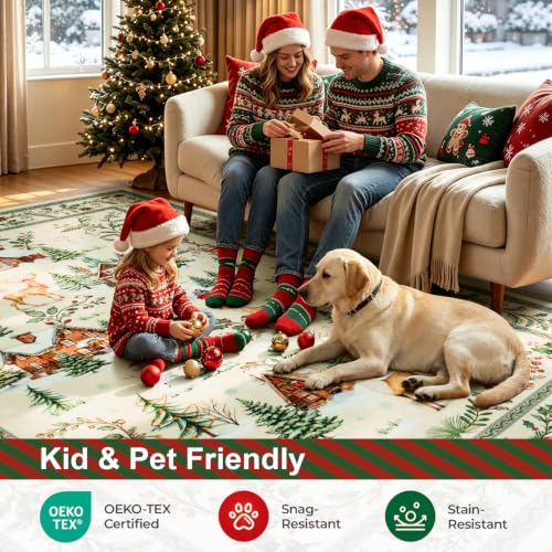 Vibrug 3x5 Beige Christmas Area Rug - Entryway, Kitchen & Living Room Decor