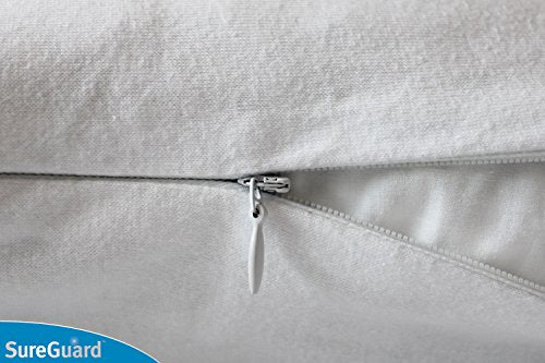 SureGuard King Size Waterproof Cotton Pillow Protectors Set of 2 - Hypoallergenic & Bed Bug Proof - Smooth Zippered Encasements