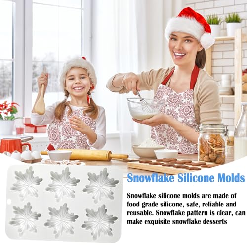 Foaryoer Snowflake Silicone Molds 2Pcs - 12-Cavity Snowflake Candy & Chocolate Molds, Christmas DIY Desserts