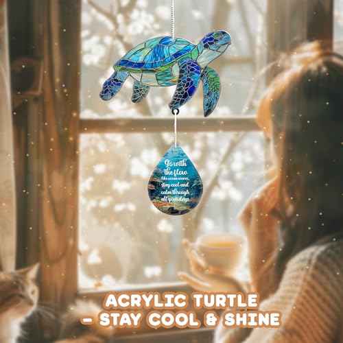 Sea Turtle Christmas Ornament with Waterdrop Quote ? Sea Turtle Gifts for Women, Beach Gift for Women, Beach Lovers ? Ocean Themed Gift, White Elephant Gifts for Adults