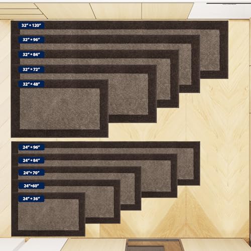 Brown Runner Rug 32x84 Inches Non-Slip Kitchen & Hallway Floor Mat