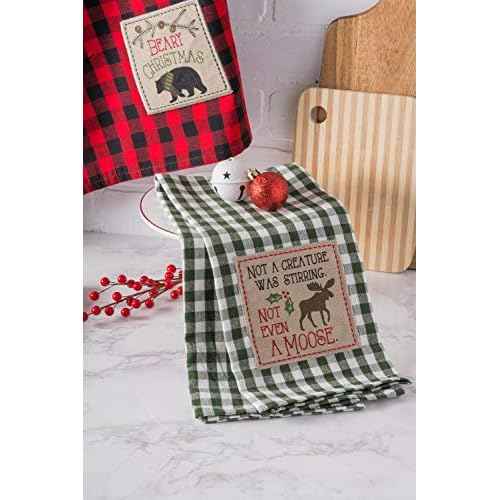 DII Holiday Kitchen Towels Embroidered Dish Towel Set, 18x28, Cabin Christmas, 3 Piece