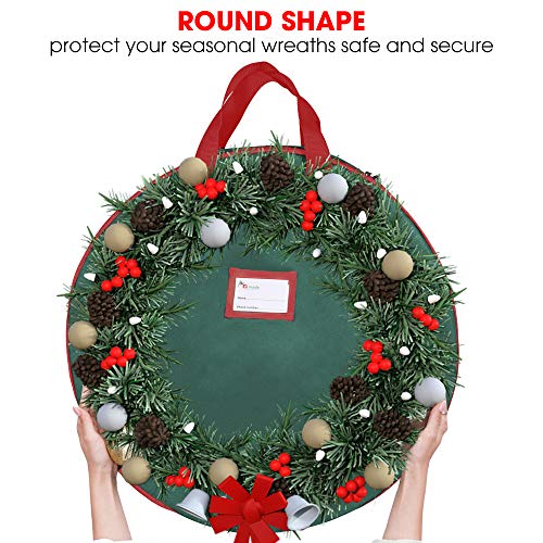 Primode Green 30-Inch Christmas Wreath Storage Bag 2-Pack - Holiday Garland Organizer