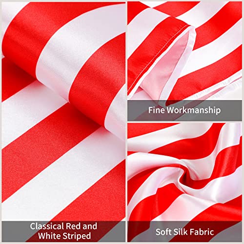 Tatuo 4 Pieces 12" x 108" Red White Striped Table Runner - Polyester (Variation: 12 x 108 Inch)