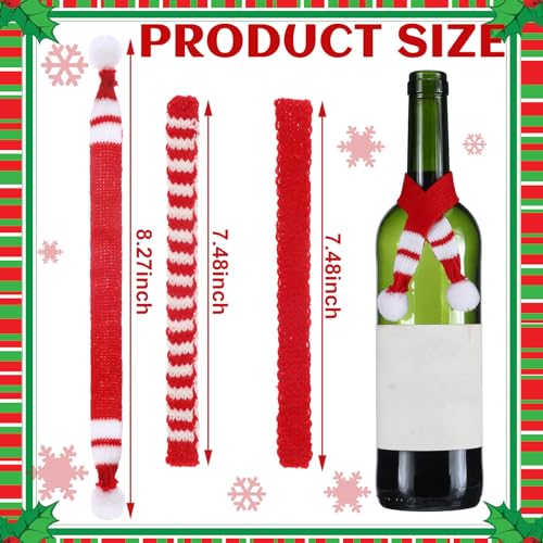 18 Pcs Mini Christmas Scarves Knitted Snowman Decor Red White - Variation Red White / 18
