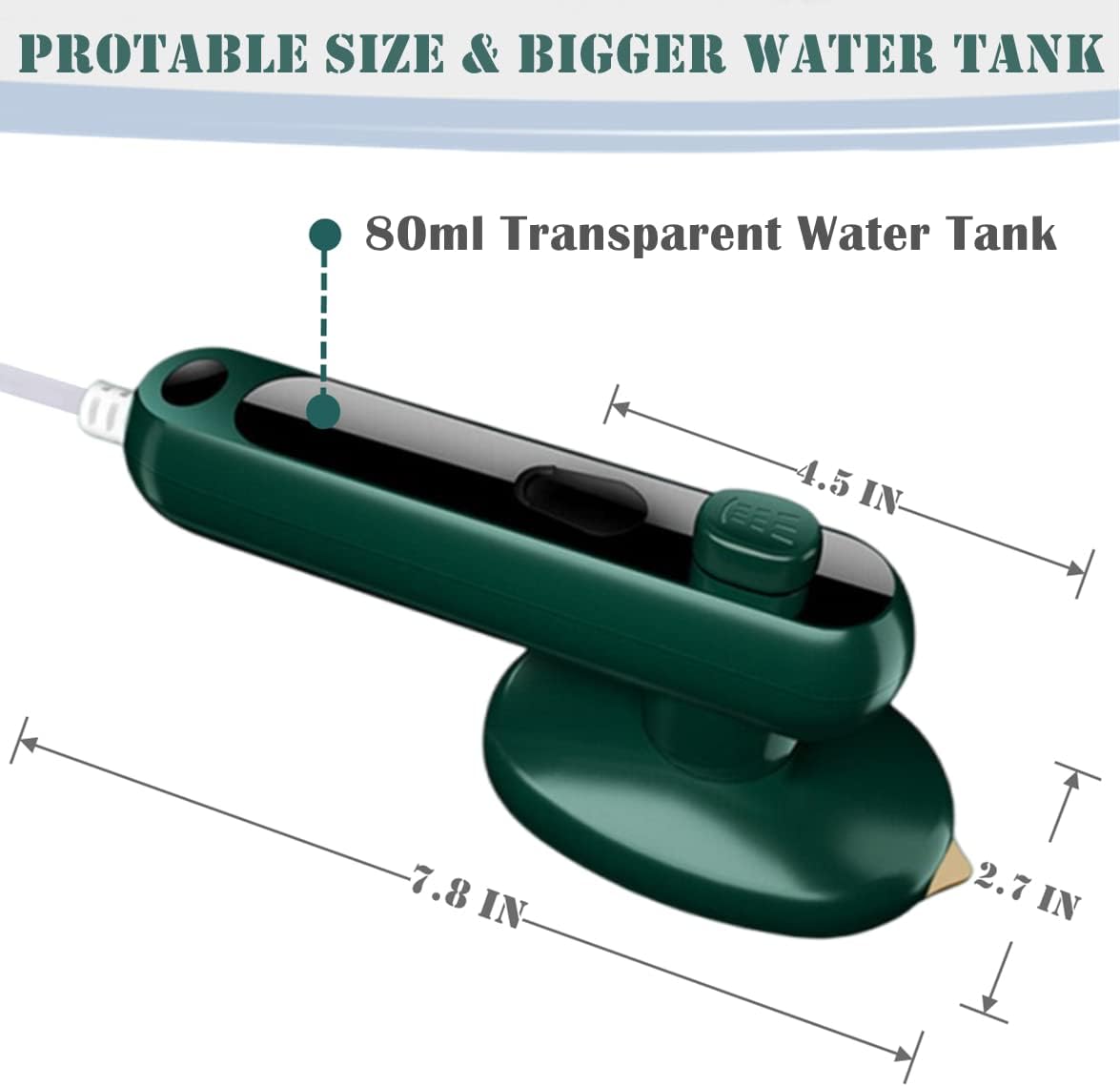 Skiennix Mini Travel Iron - Portable Iron for Clothes | Perfect for Dry & Wet Ironing - Green