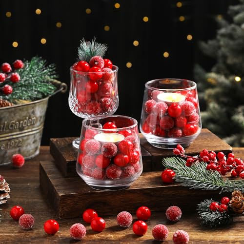 320 Pcs Christmas Artificial Cranberries Vase Fillers - Frosted & Non-Frosted