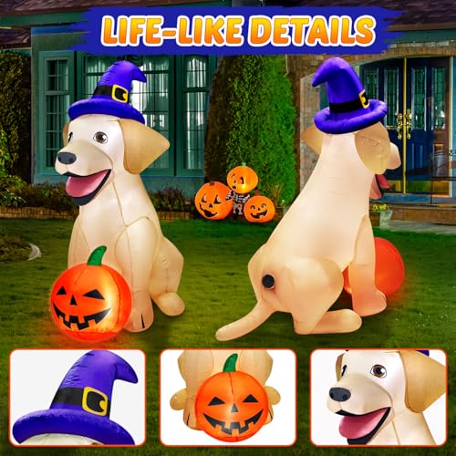 5Ft Halloween Inflatable Dog Decor with LED Lights Outdoor Yard Decoration