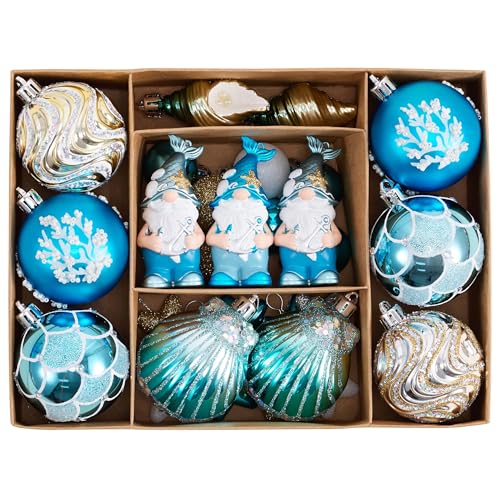 Valery Madelyn 30-Pack Christmas Ball Ornaments Set Teal Aqua Holiday Decor