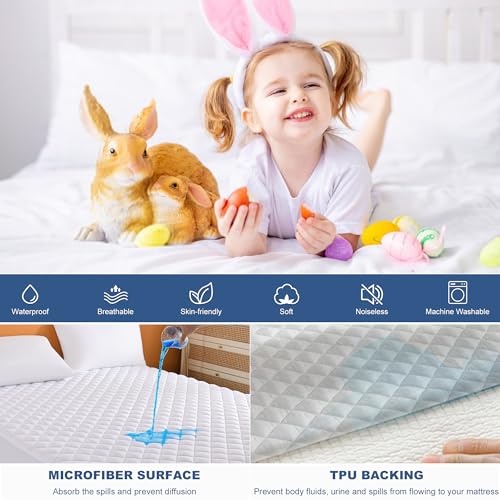 GRT King Waterproof Mattress Pad - Microfiber Quilted Mattress Protector