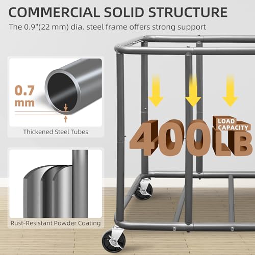 Commercial Laundry Cart with Wheels 420L Black Heavy Duty Industrial Storage