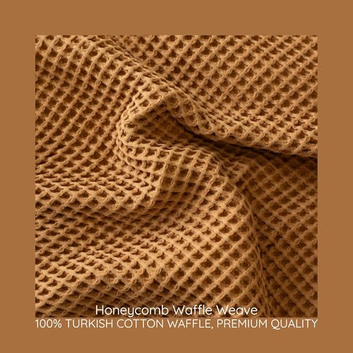 Viva Maison Caramel King Size Waffle Blanket 95x110 Inches - Breathable 100% Cotton