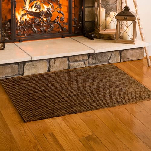 Plow & Hearth Dalton 2x3'6" Rug Fireproof | Chocolate Wool Blend