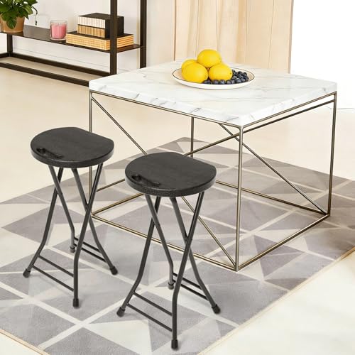 LEDLAY 24-Inch Black Folding Stool with Handle, Heavy-Duty 500LBS Capacity