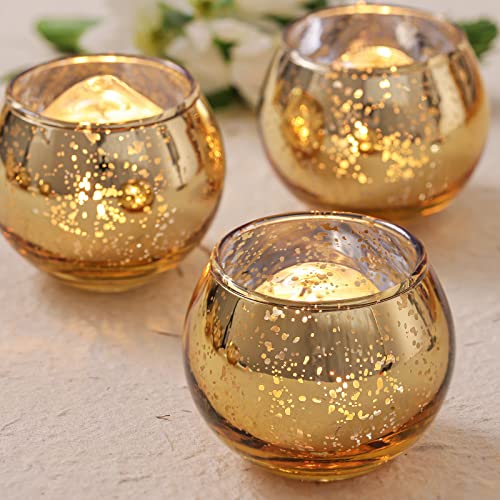 Volens 24 Pack Gold Votive Candle Holders for Table Centerpieces - Elegant Decor
