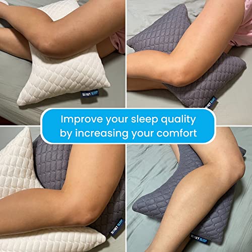 Sidney Sleep Travel Mini Neck & Knee Pillow - Grey, Adjustable Loft, Washable, Includes Backpack