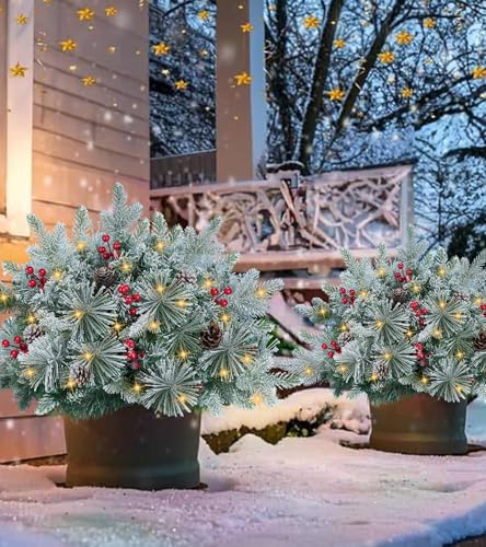 20" Outdoor Christmas Urn Filler with Lights - Realistic Artificial Tree
