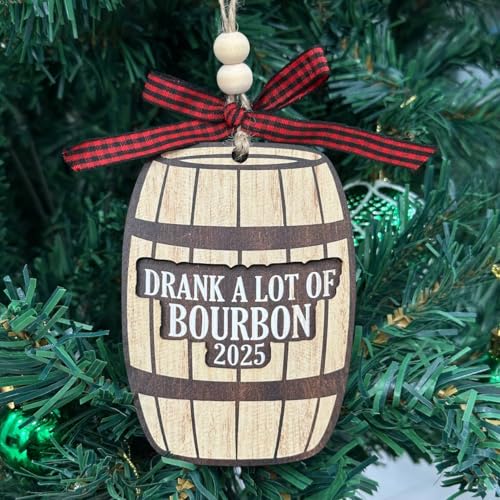 PORSWISH Bourbon Christmas Ornament - Whiskey Wooden Holiday Decor for Men & Women