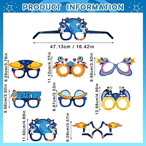 Woanger 32 Pcs Outer Space Paper Eyeglasses Space Birthday Decorations Supplies Space Party Favors Christmas Planet Space Themed Glasses Space Paper Glasses Photo Booth Props for Kids Boys Girls