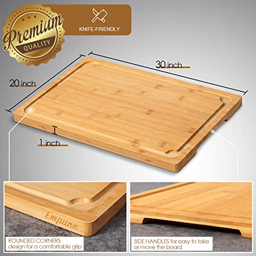 Empune 30" x 20" Turkey Carving Board, Bamboo Cutting Boards for Kitchen