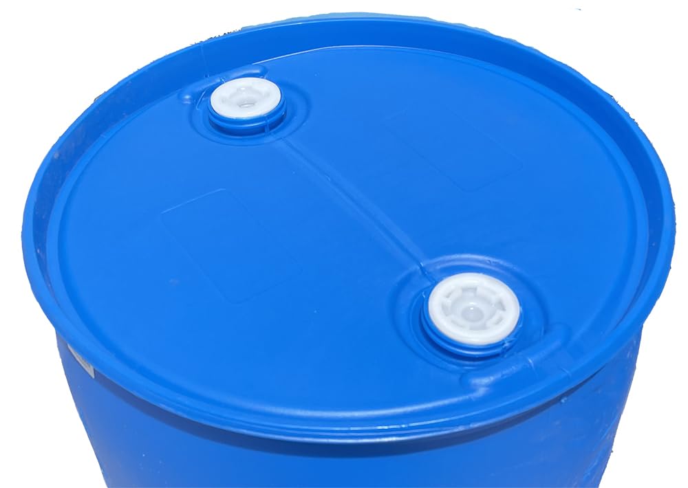 55 Gallon Blue Water Barrel | Solid Mold |2 Inch Bung Holes, Good for Long Term Drinking Water Use | BPA Free