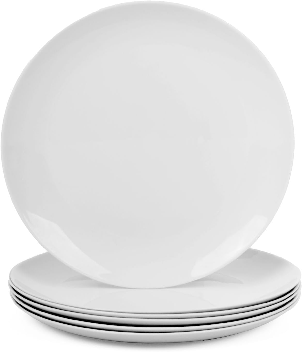 LaGlint Appetizer Plate Set - 7.5-Inch Lightweight Opal Glass | Round White Salad Plates, Dishwasher & Microwave Safe