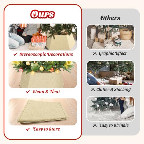 EverMerry Beige 26-Inch Foldable Christmas Tree Skirt for Artificial & Real Trees