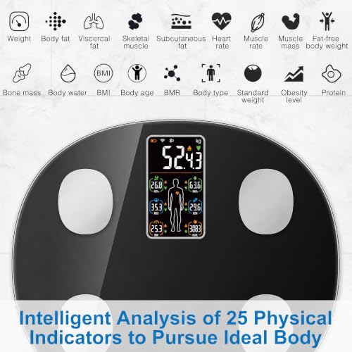 INSMART Body Fat Scale with Heart Rate & Large LCD Display - Black