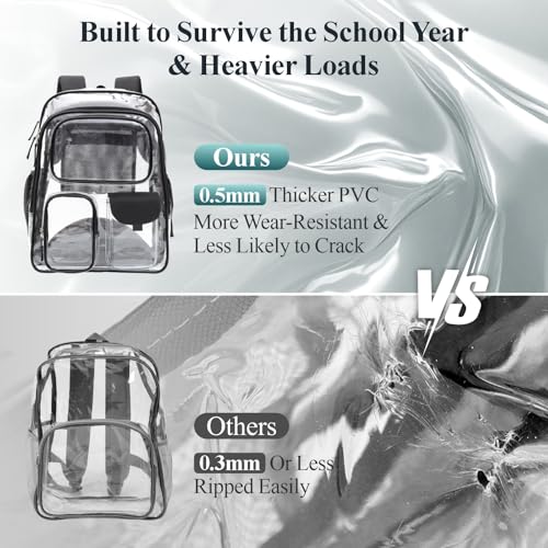 PACKISM Pro Series Clear Backpack for School 18 Inch Extra Large Black