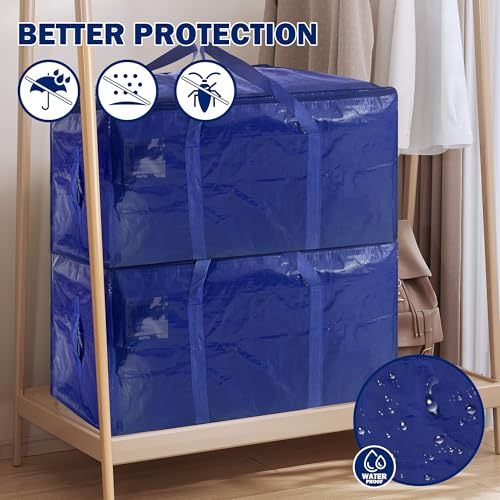 40 Gallon Heavy Duty Moving Storage Bag with Zipper Handles Dark Blue - 8 Pack